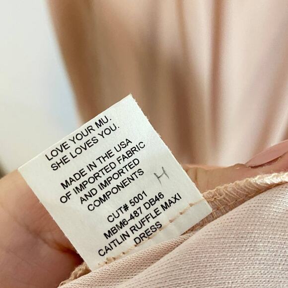 Show Me Your Mumu Caitlin Ruffle Maxi Dress Dusty Blush Crisp Light Pink Sz XXL - Picture 10 of 12